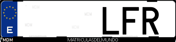 Imágen de matrícula de coche con letras LFR de España