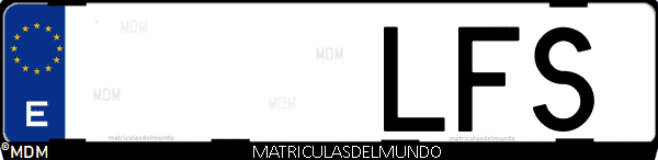 Imágen de matrícula de coche con letras LFS de España
