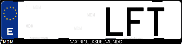 Imágen de matrícula de coche con letras LFT de España