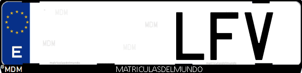 Imágen de matrícula de coche con letras LFV de España