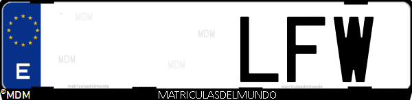 Imágen de matrícula de coche con letras LFW de España
