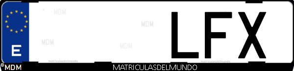 Imágen de matrícula de coche con letras LFX de España