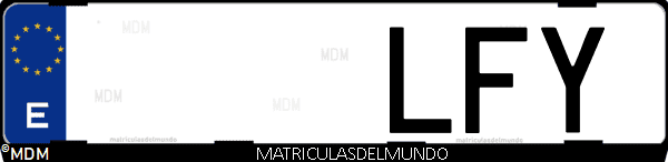 Imágen de matrícula de coche con letras LFY de España