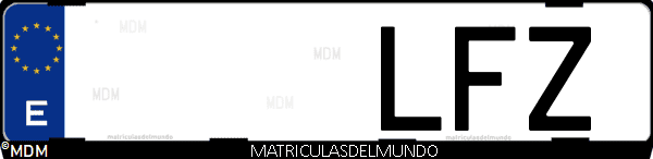 Imágen de matrícula de coche con letras LFZ de España