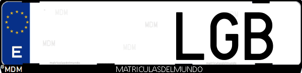 Imágen de matrícula de coche con letras LGB de España