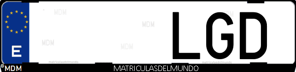 Imágen de matrícula de coche con letras LGD de España