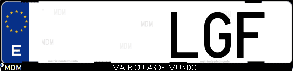 Imágen de matrícula de coche con letras LGF de España