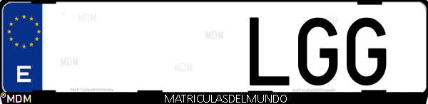Imágen de matrícula de coche con letras LGG de España