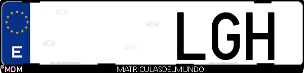 Imágen de matrícula de coche con letras LGH de España