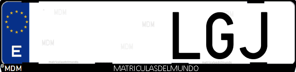 Imágen de matrícula de coche con letras LGJ de España