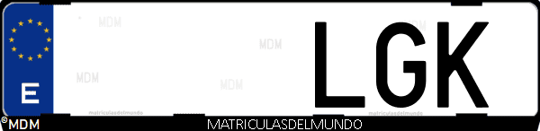 Imágen de matrícula de coche con letras LGK de España
