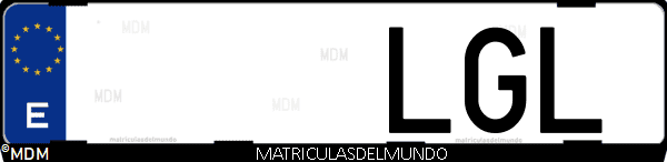 Imágen de matrícula de coche con letras LGL de España
