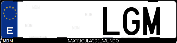 Imágen de matrícula de coche con letras LGM de España