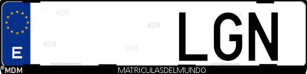 Imágen de matrícula de coche con letras LGN de España