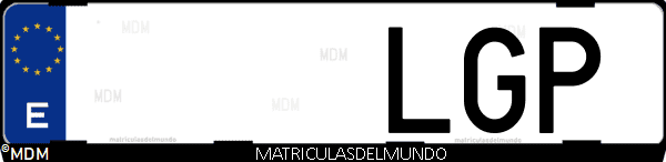 Imágen de matrícula de coche con letras LGP de España