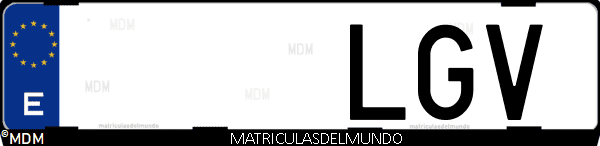 Imágen de matrícula de coche con letras LGV de España