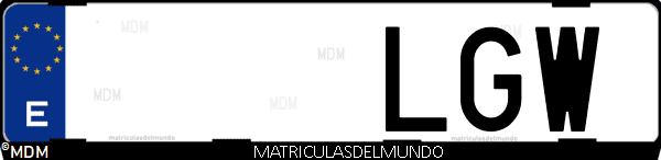 Imágen de matrícula de coche con letras LGW de España