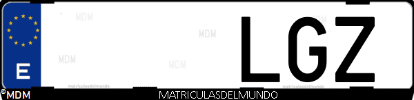 Imágen de matrícula de coche con letras LGZ de España