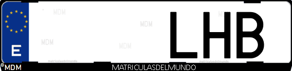 Imágen de matrícula de coche con letras LHB de España