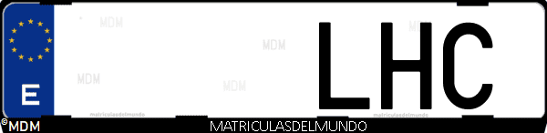 Imágen de matrícula de coche con letras LHC de España