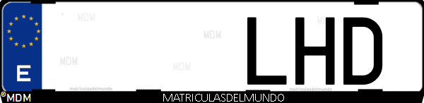 Imágen de matrícula de coche con letras LHD de España
