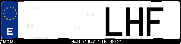 Imágen de matrícula de coche con letras LHF de España