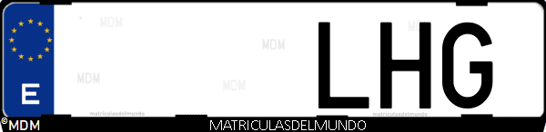 Imágen de matrícula de coche con letras LHG de España