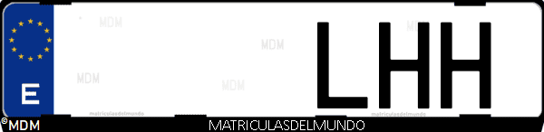 Imágen de matrícula de coche con letras LHH de España