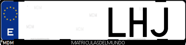 Imágen de matrícula de coche con letras LHJ de España