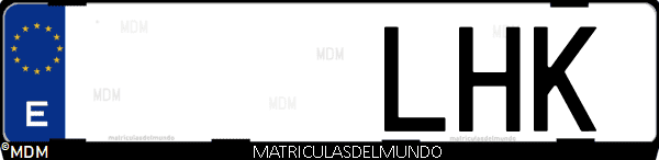 Imágen de matrícula de coche con letras LHK de España