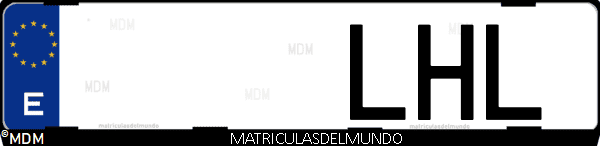 Imágen de matrícula de coche con letras LHL de España