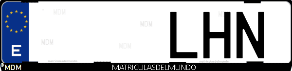 Imágen de matrícula de coche con letras LHN de España