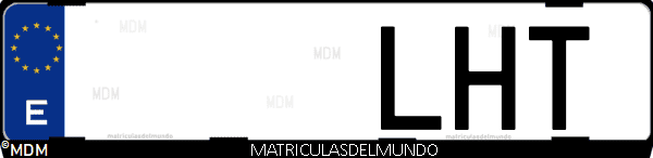 Imágen de matrícula de coche con letras LHT de España
