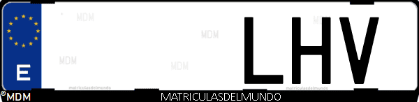 Imágen de matrícula de coche con letras LHV de España