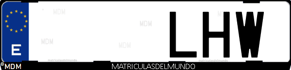 Imágen de matrícula de coche con letras LHW de España