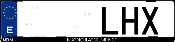 Imágen de matrícula de coche con letras LHX de España