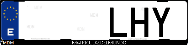 Imágen de matrícula de coche con letras LHY de España