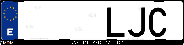 Imágen de matrícula de coche con letras LJC de España