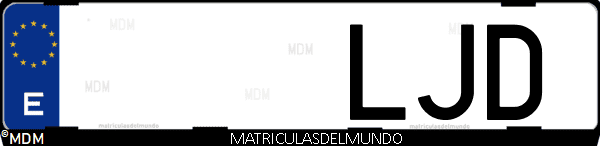 Imágen de matrícula de coche con letras LJD de España