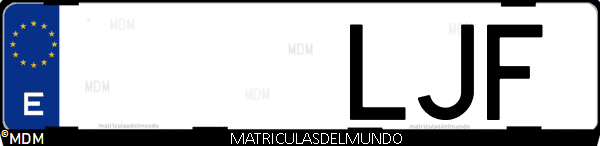 Imágen de matrícula de coche con letras LJF de España