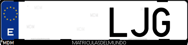 Imágen de matrícula de coche con letras LJG de España