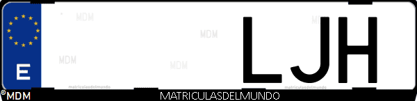 Imágen de matrícula de coche con letras LJH de España