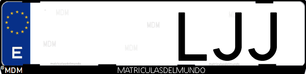 Imágen de matrícula de coche con letras LJJ de España