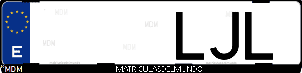 Imágen de matrícula de coche con letras LJL de España