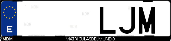 Imágen de matrícula de coche con letras LJM de España