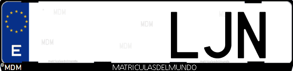 Imágen de matrícula de coche con letras LJN de España
