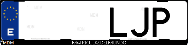 Imágen de matrícula de coche con letras LJP de España