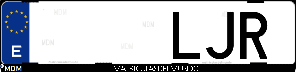 Imágen de matrícula de coche con letras LJR de España