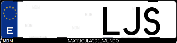 Imágen de matrícula de coche con letras LJS de España