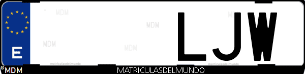 Imágen de matrícula de coche con letras LJW de España